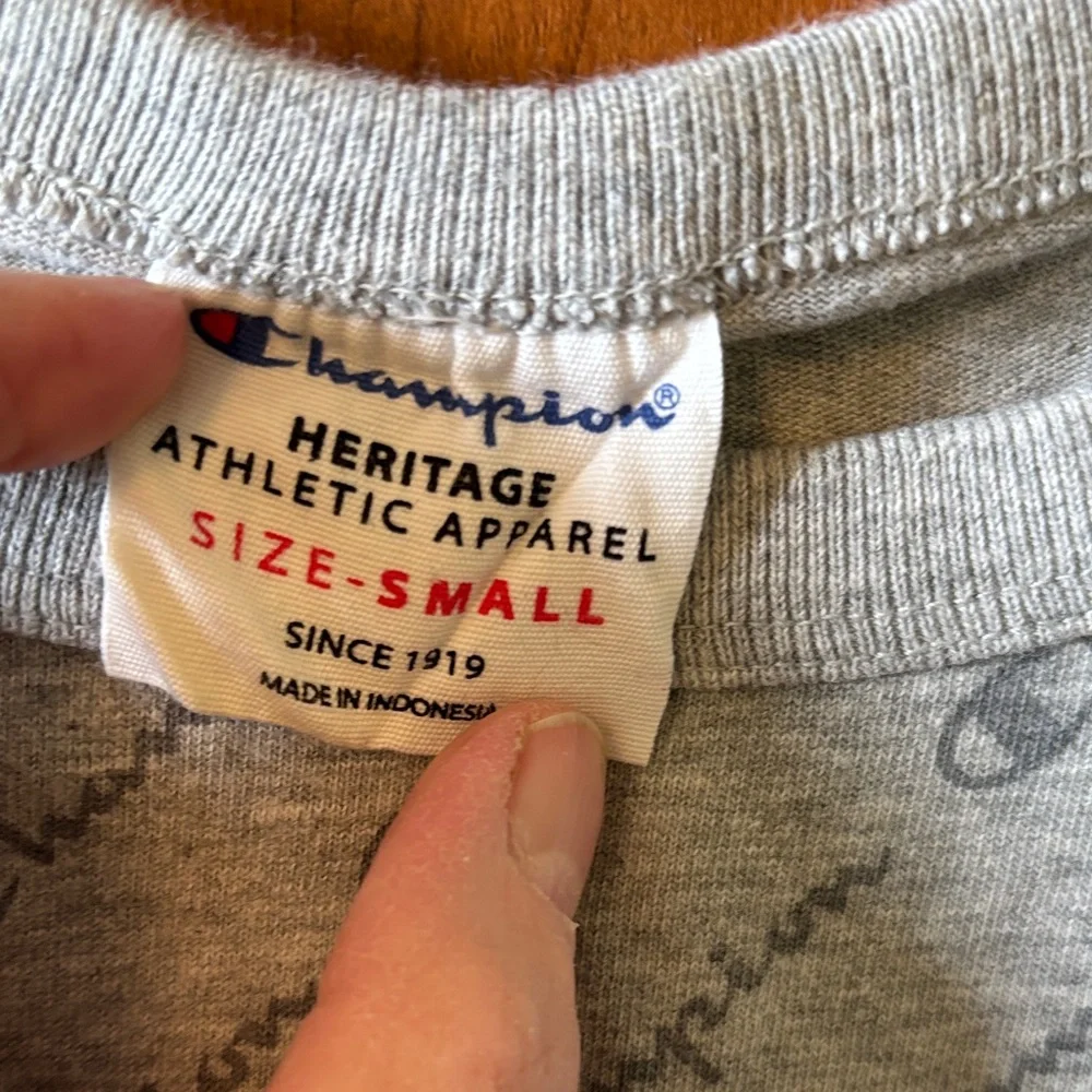 Champion Women’s All-Over Logo Gray Tee - Picture 2 of 3